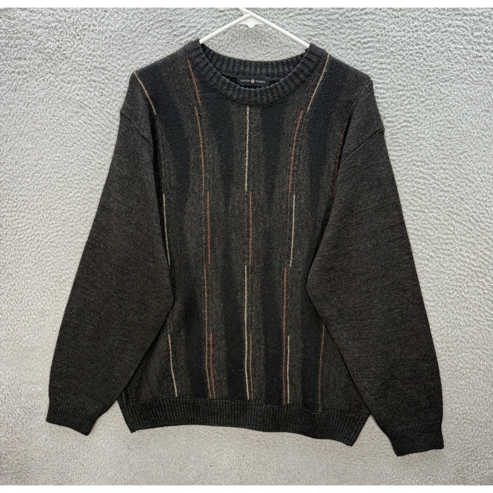 Vintage Cotton Traders‎ Sweater Adult Large Multicolor Knit Wool Blend Crewneck